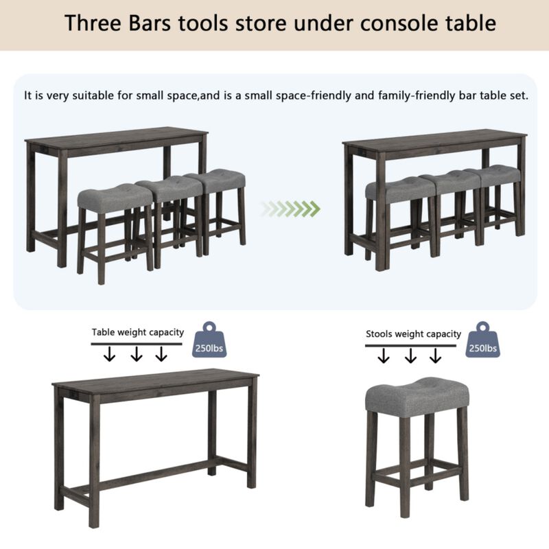 Kepfuf 4‑Piece Farmhouse Bar Table Set image number 7