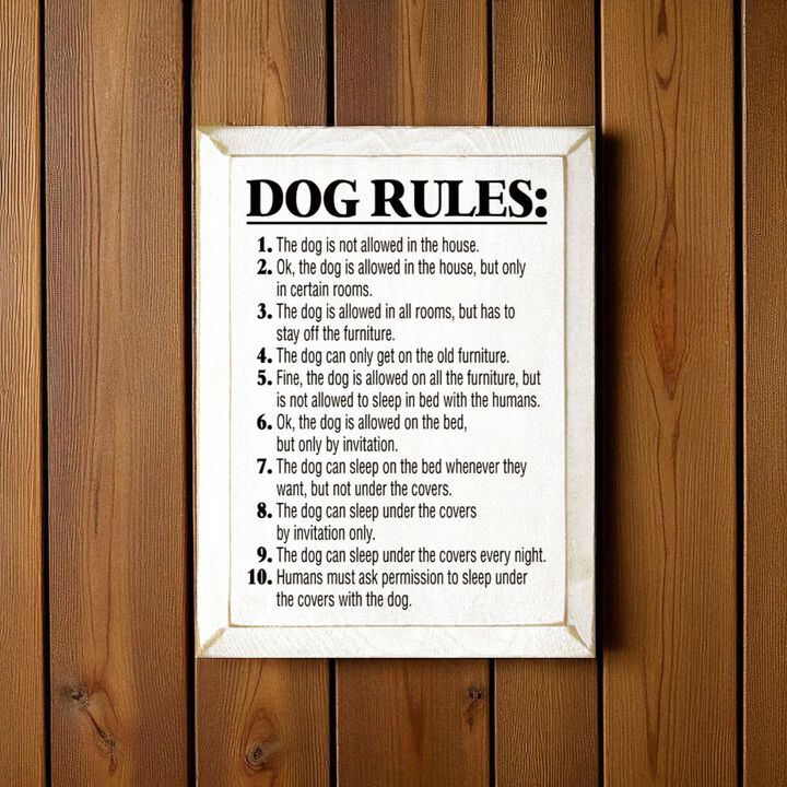 Funny Pet Rules Wood Sign Dog Lover Rustic Farmhouse Wall Hanging Decor