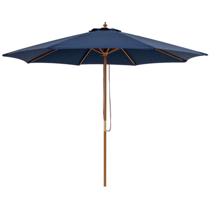 9 FT Patio Umbrella Outdoor Table Market Umbrella with 8 Sturdy Bamboo Ribs