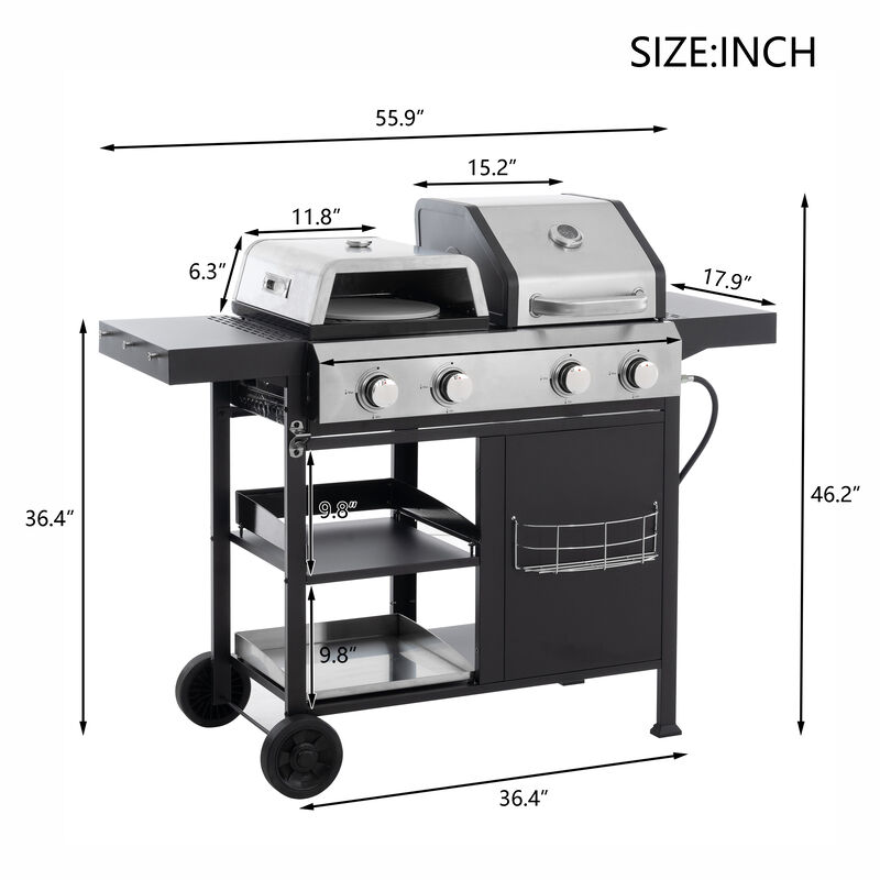 Stainless Steel 4-Burner 49,200 BTU Propane Gas Barbecue Grill image number 5