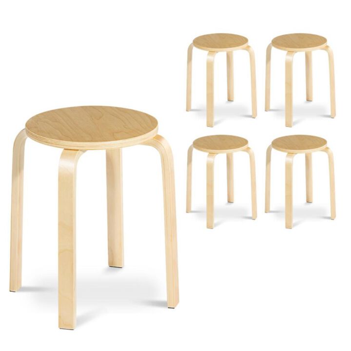 Hivvago Set of 4 18 Inch Stackable Bentwood Dining Chairs with Round Top