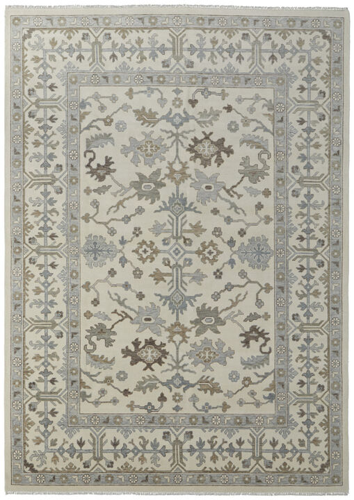 HomeRoots Wool Floral Hand Knotted Area Rug With Fringe