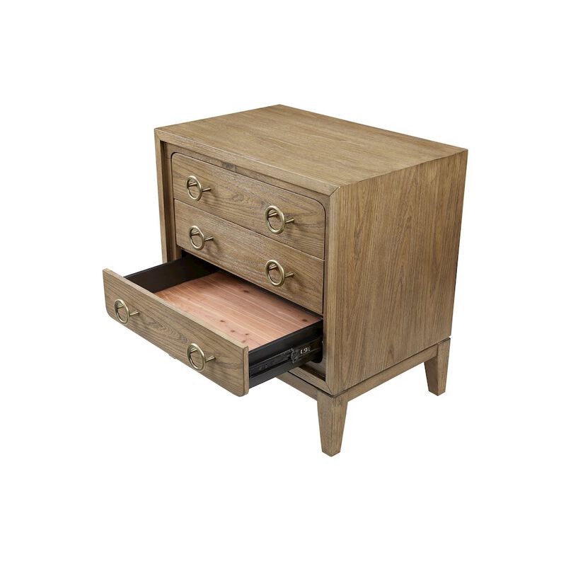 Aurora 3 Drawer Nightstand W/ USB - Latte