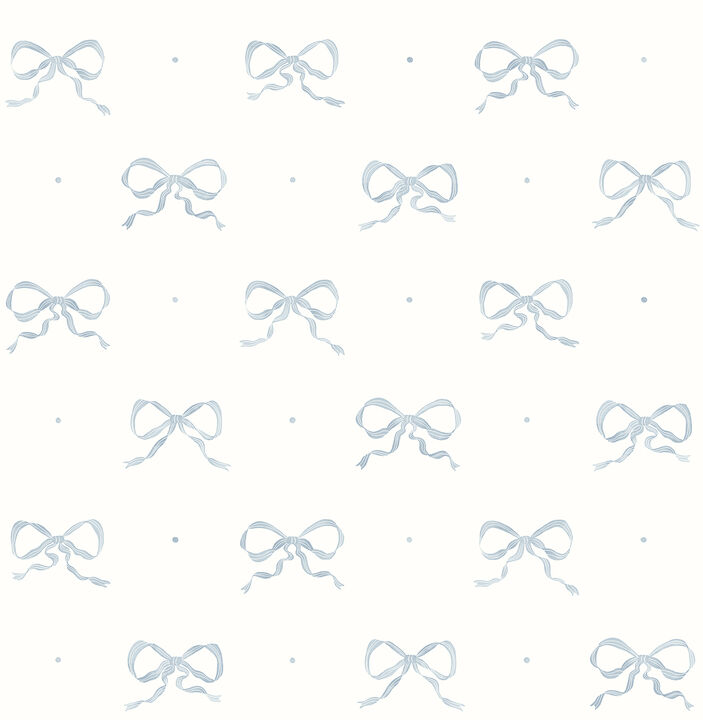 Emma Blue Heather Large Bow Wallpaper