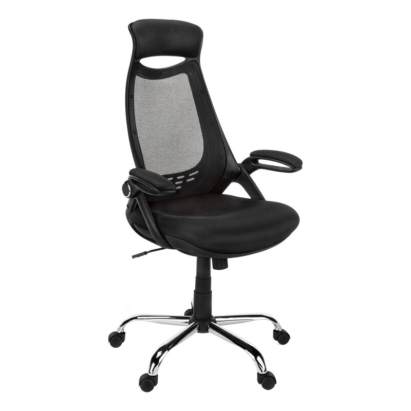Monarch Specialties I 7268 Office Chair, Adjustable Height, Swivel, Ergonomic, Armrests, Computer Desk, Work, Metal, Mesh, Black, Chrome, Contemporary, Modern