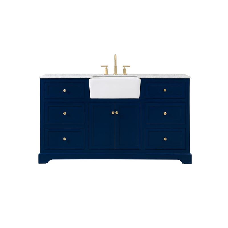 Elegant Kitchen and Bath 60 inch Single bathroom vanity in blue