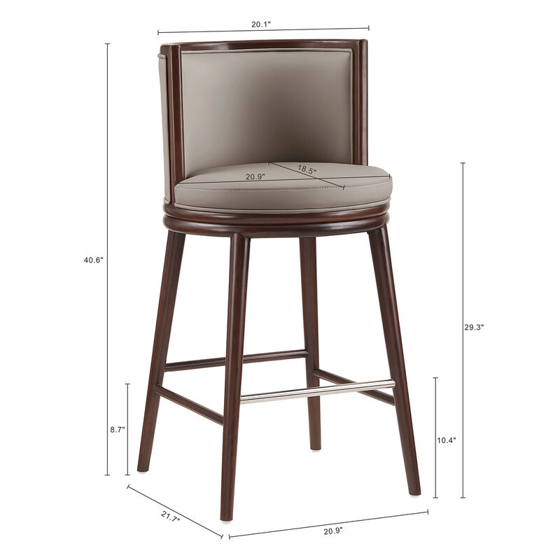 Evalyn Gray Leather Bar Stools (Set of 3)