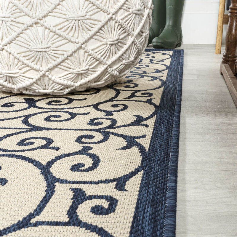 Madrid Vintage Filigree Textured Weave Square Indoor/Outdoor Area Rug