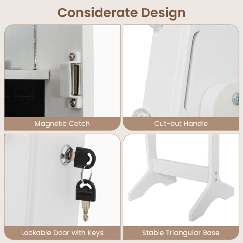 Hivvago Mirror Jewelry Cabinet with 20 Warm Lights and 4 Tilt Angles