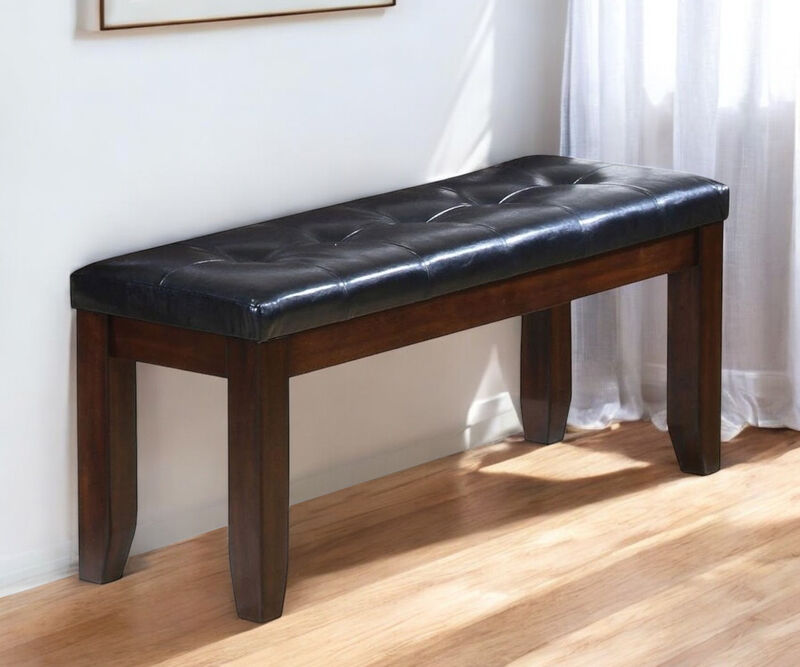 Upholstered Faux Leather Bench with Padded Seat for Entryway or Bedroom