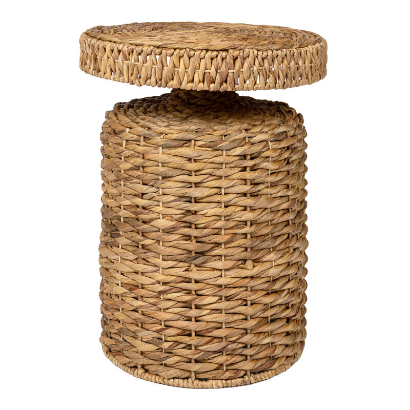 Marisol Coastal Bohemian Handwoven Water Hyacinth Round Accent Side Table image number 0