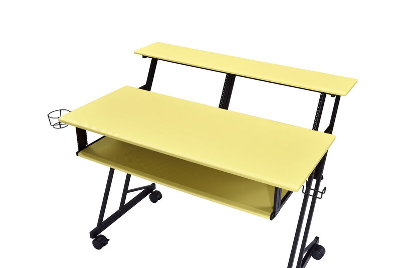HomeRoots 47" Yellow and Black Computer Desk image number 2