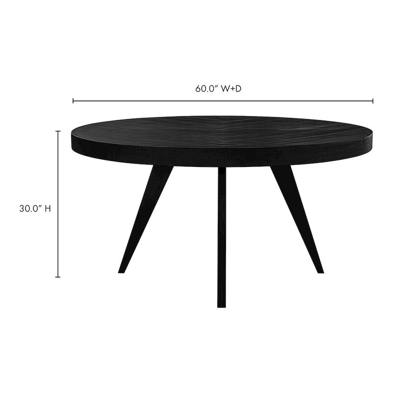 Moe&rsquo;s Parq 60 Inch Round Dining Table Black