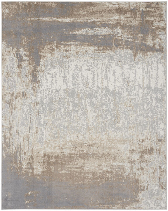 HomeRoots 8' X 10' Gray and Ivory Abstract Non Skid Area Rug