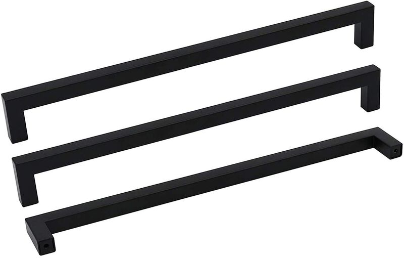 goldenwarm Black Cabinet Pulls Kitchen Cabinet Handles-LSJ12BK458 Square Drawer Handles Metal Bathroom Cabinet Hardware 18in(458