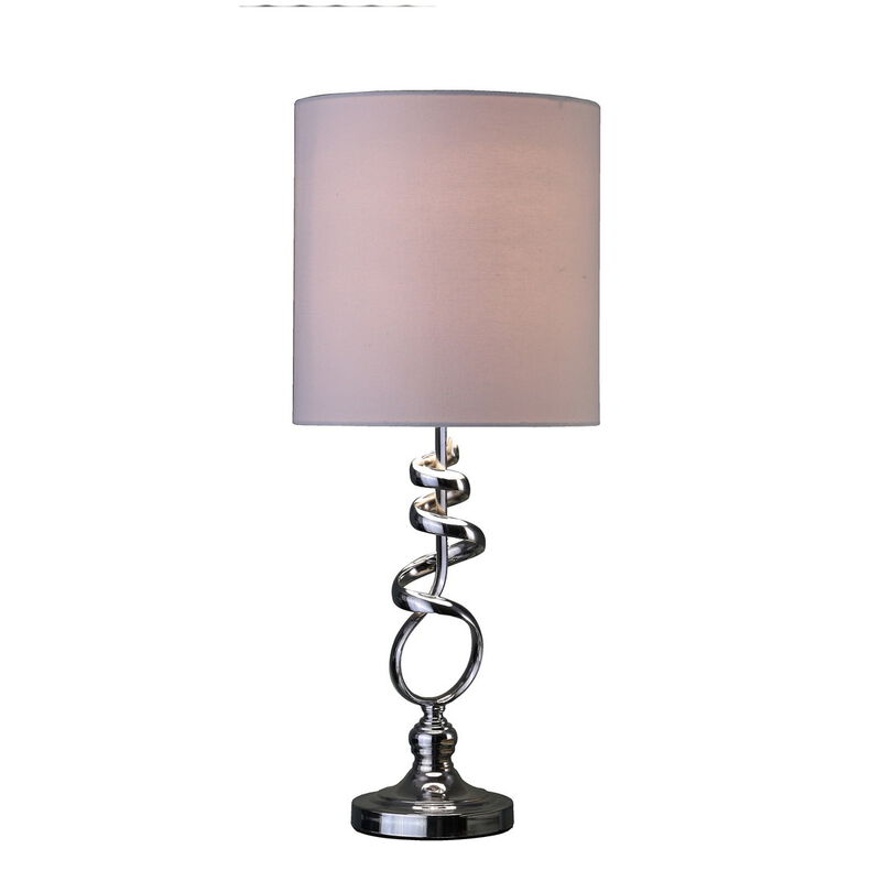 Streamdale 21.5-Inch Milo Abstract Brushed Silver Metal Table Lamp