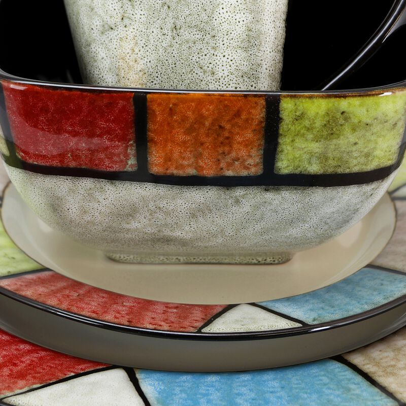 Elama Country Cottage 16 Piece Stoneware Dinnerware Set