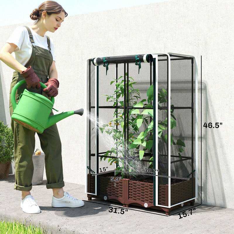 Hivvago Raised Planter Box with Trellis and Self-Watering Feature image number 2