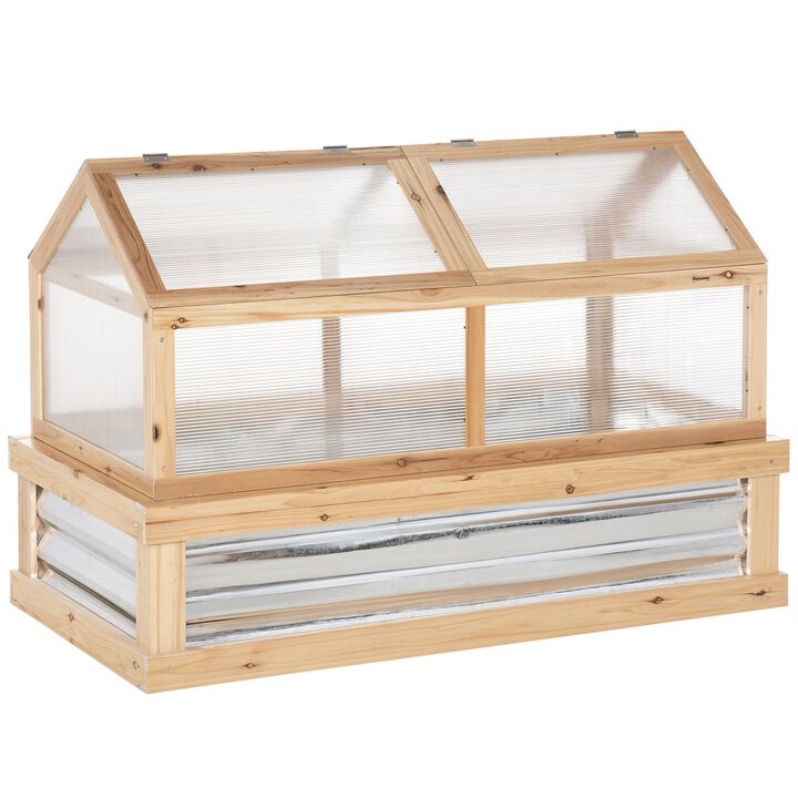 Hivvago Wooden Elevated Planter with Greenhouse Lid