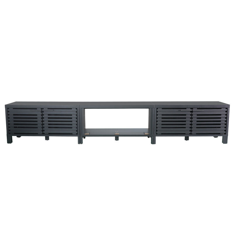 114" Modern Modular Black TV Stand, Entertainment Center with Storage Cabinet and Shelf for TV up to 98"