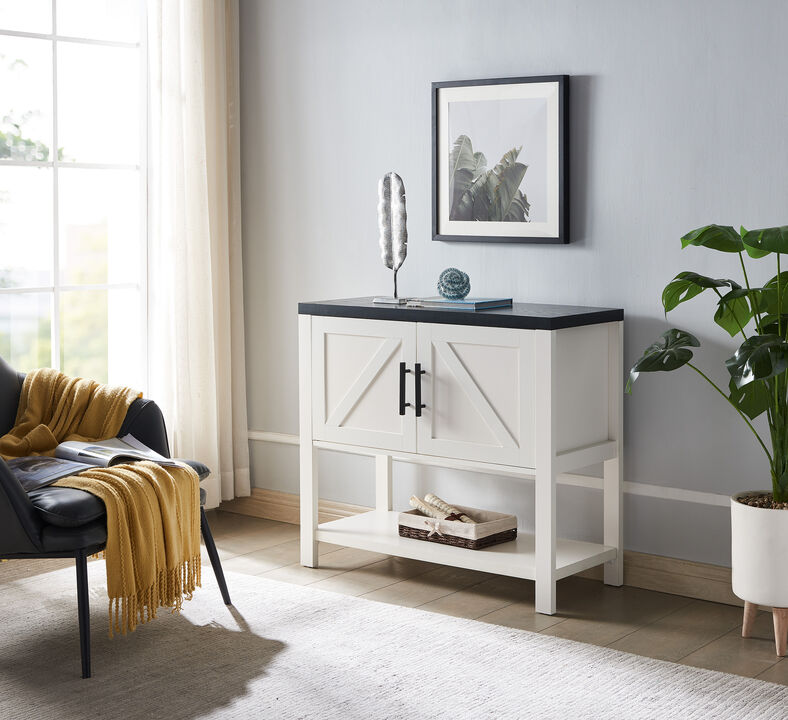 Kings Brand Furniture Teresa 2-Door Modern Console Table, Buffet Storage Cabinet