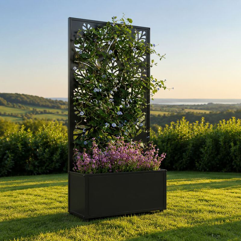 WOW PIONEER Freestanding or Wall Mounted Metal Raised Garden Bed with Trellis for Climbing Plants, For Gardens, Patios, Balconies image number 2