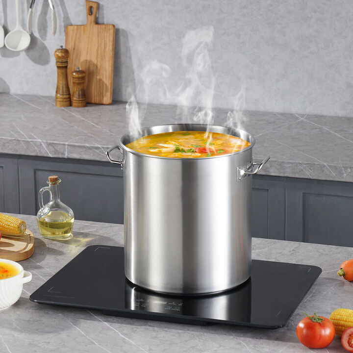 Stainless Steel Stock Pot with Lid, Heavy Duty Cooking Pot for Steaming Boiling Frying
