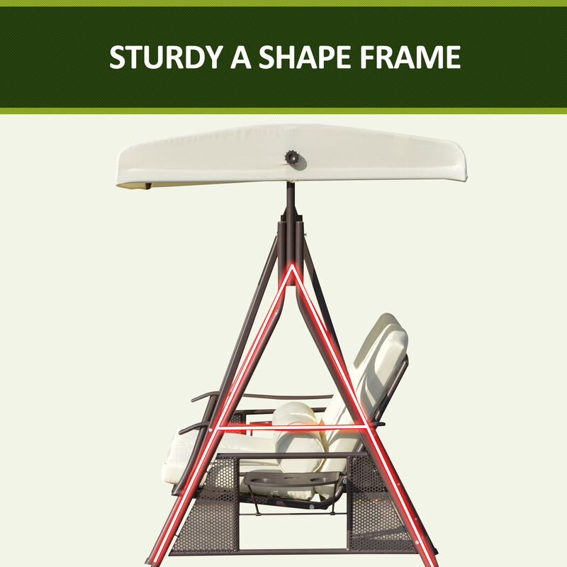 Hivvago 2-Person Patio Swing with Adjustable Canopy & Tray image number 7