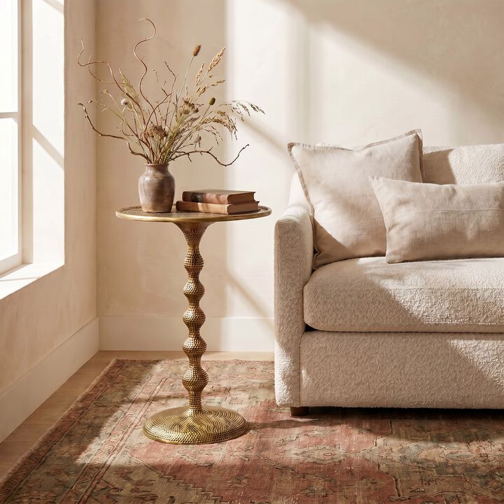 Rowena Interiors Hammered Metal Table, Antique Brass