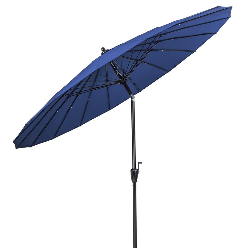 Mondawe 9 Feet Aluminum Market Round Patio Umbrella with 18 Fiberglass Ribs
