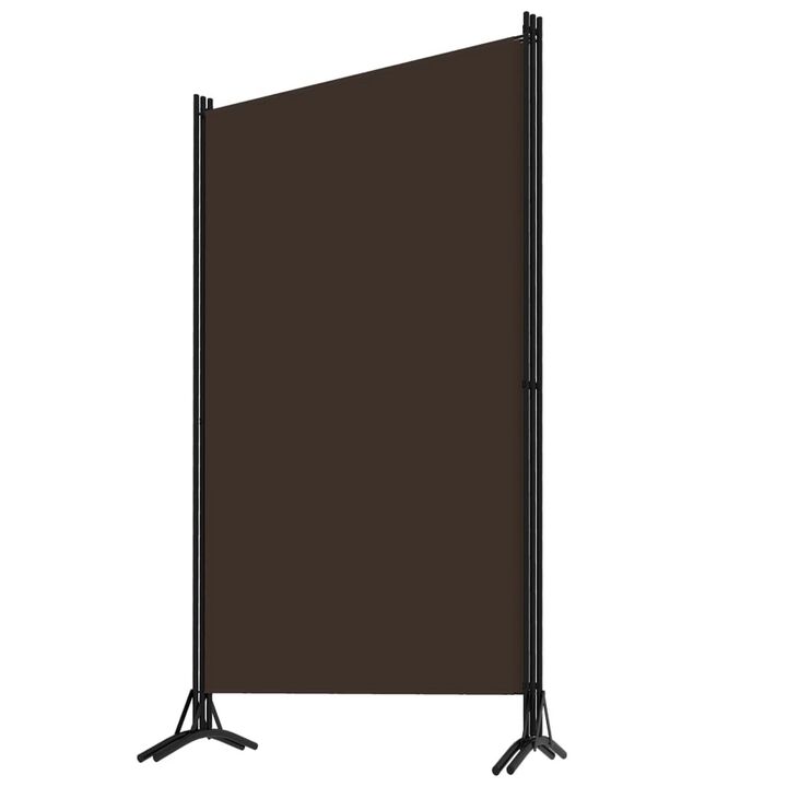 Dina 3 Panel Room Divider Screen, Brown Fabric, Black Iron, 102 Inch - Benzara