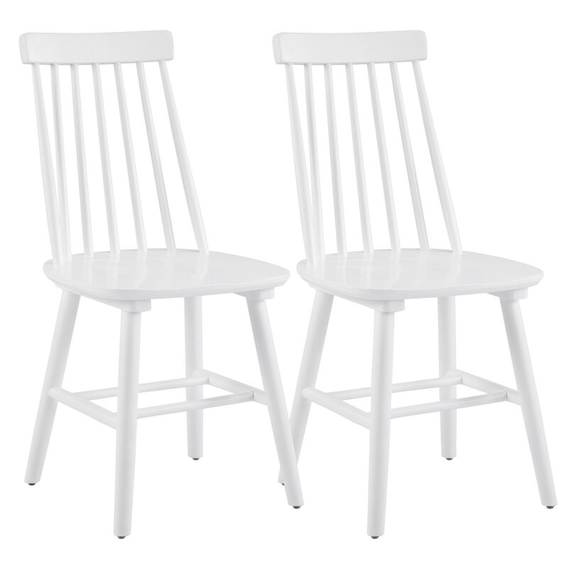 HomeRoots Set of Two White Solid Wood Windsor Back Dining Side Chairs image number 0