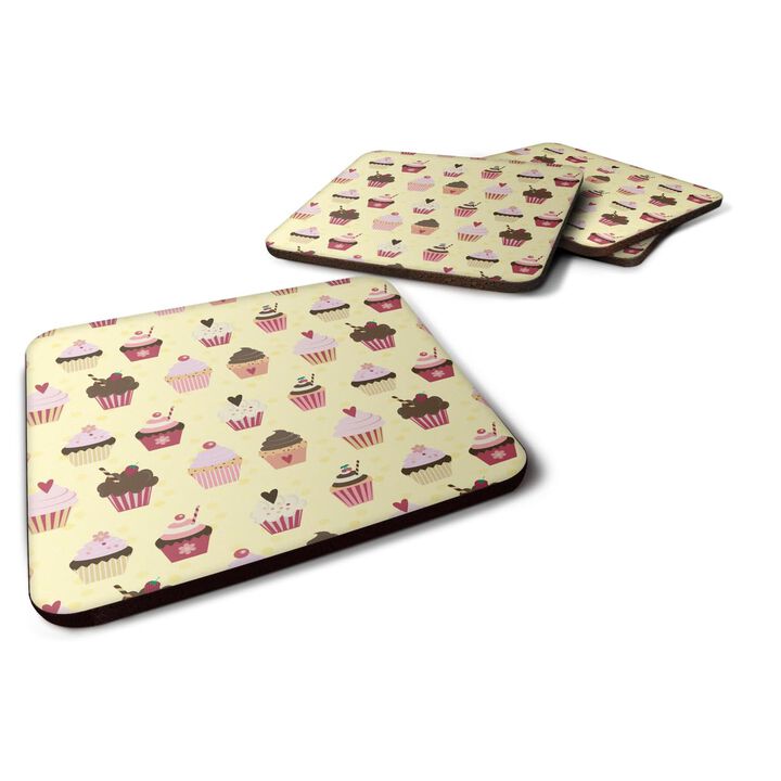 Caroline's Treasures Cupcakes on Yellow Decorative coasters, 3.5, Multicolor