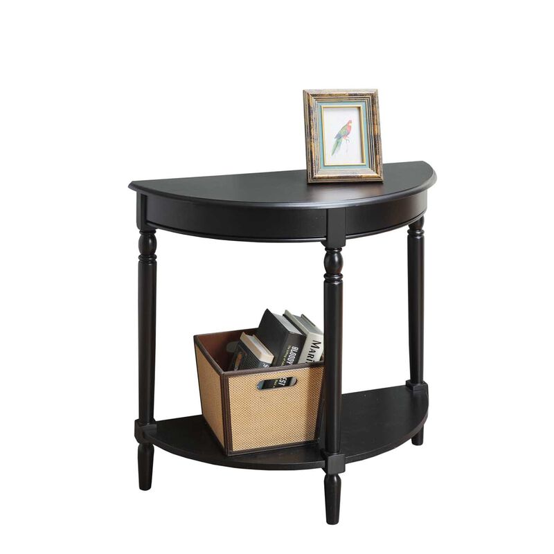 Convenience Concepts French Country Half-Round Entryway Table with Shelf, Black
