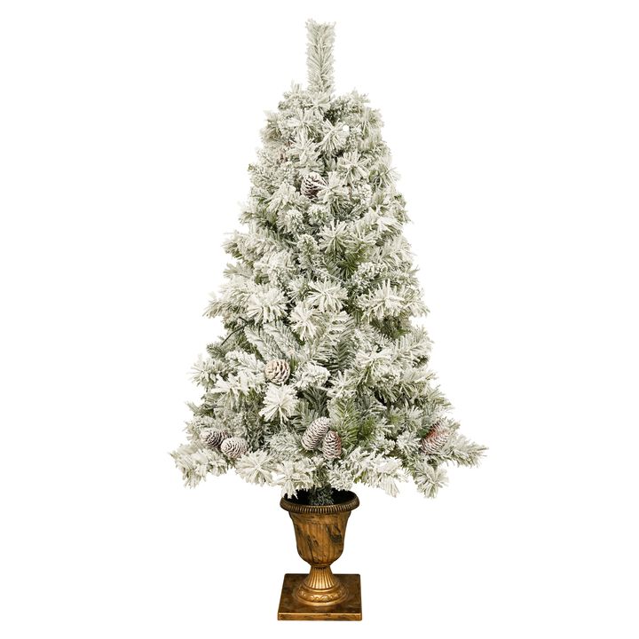 Whisen Pre-lit Xmas Tree Artificial Christmas 4-Piece Set,Garland, Wreath and Set of 2 Entrance Trees X-mas with LED Lights