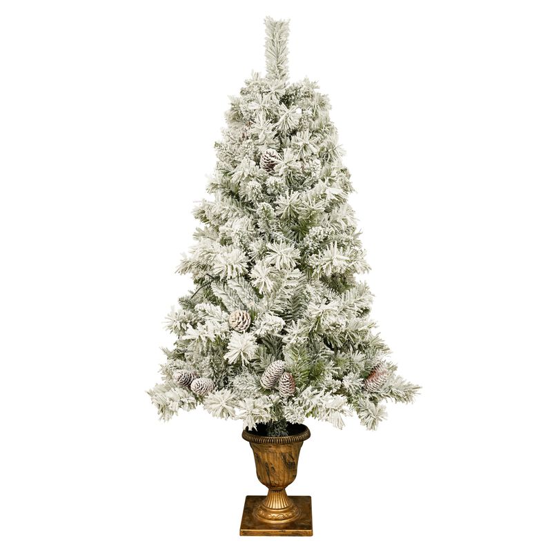 Whisen Pre-lit Xmas Tree Artificial Christmas 4-Piece Set,Garland, Wreath and Set of 2 Entrance Trees X-mas with LED Lights image number 0