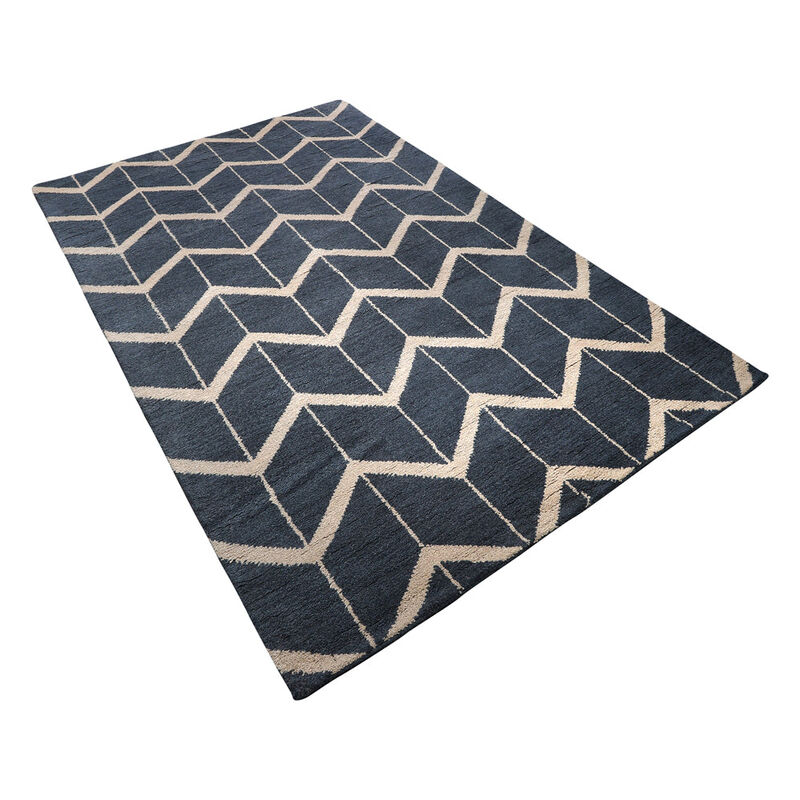 HAND KNOTTED WOOL Geometric AREA RUGS  - Rectangle Shape, Geometric Modern, Medium Pile Handmade Area Rugs for Living Room, Bed Room (N01052) image number 2