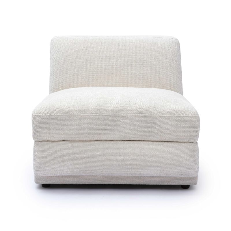 Tov Furniture Perry Cream Chenille Modular Armless Chair image number 2