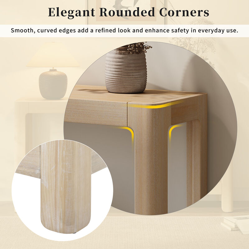 Merax Mirod Modern Farmhouse Console Table Elegant Minimalist Design Premium Wood Veneer Rounded Corners