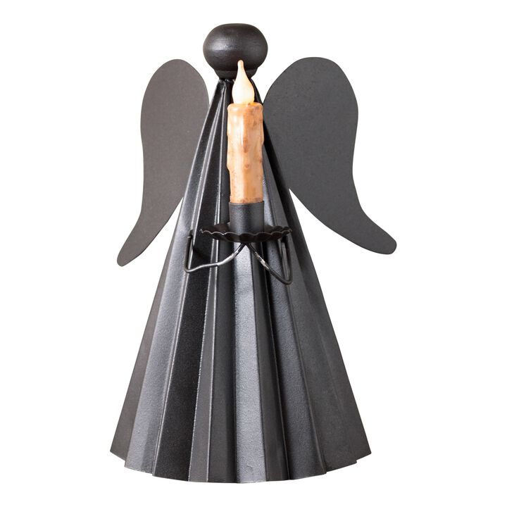 Smokey Black Metal Angel Candle Holder 135 Inch Tabletop Taper Decor Indoor