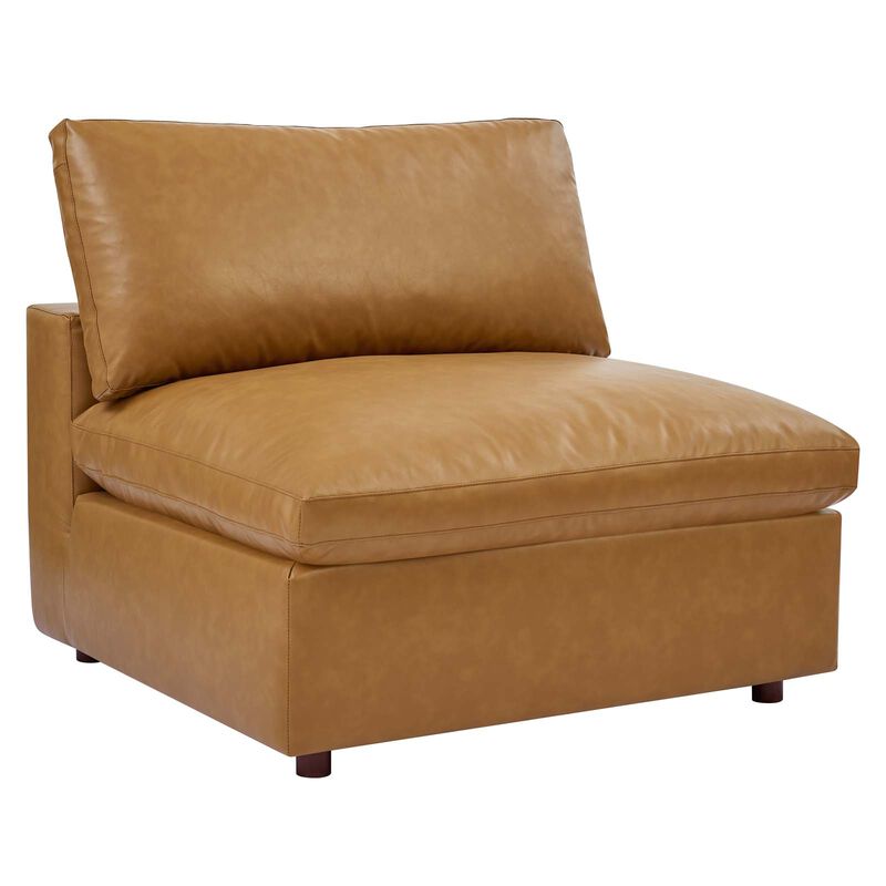Commix Down Filled Overstuffed Vegan Leather Armless Chair image number 0
