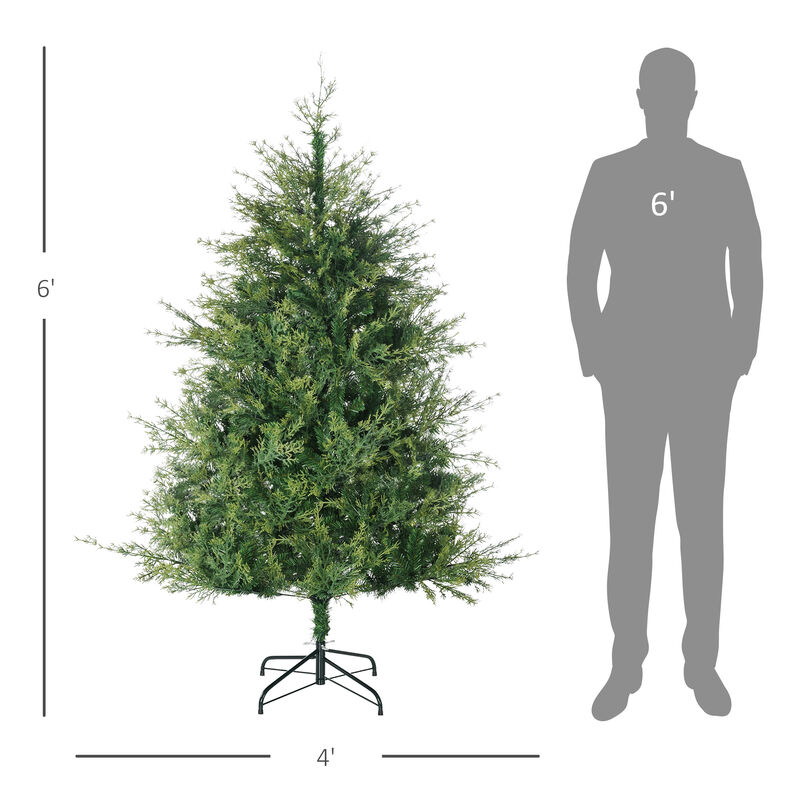 6ft Tall Artificial Christmas Tree Holiday Décor with 700 Branches Steel Base