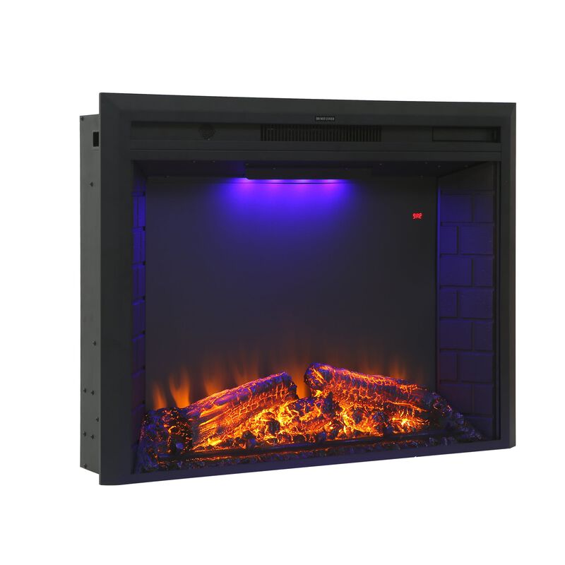 MONDAWE Electric Fireplace, 33 Inches Electric Fireplace Insert, Fireplace Heater with Overheating Protection, Fire Crackling Sound, Remote Control, 750/1500W, Black