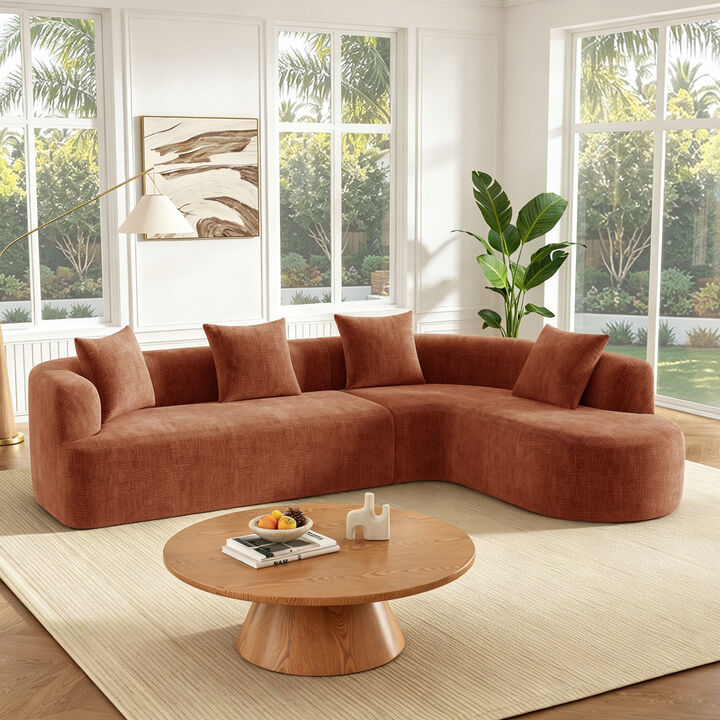 Merax Oversized Curved Sectional with Wraparound Backrest, High-Resilience & Memory Foam Layers
