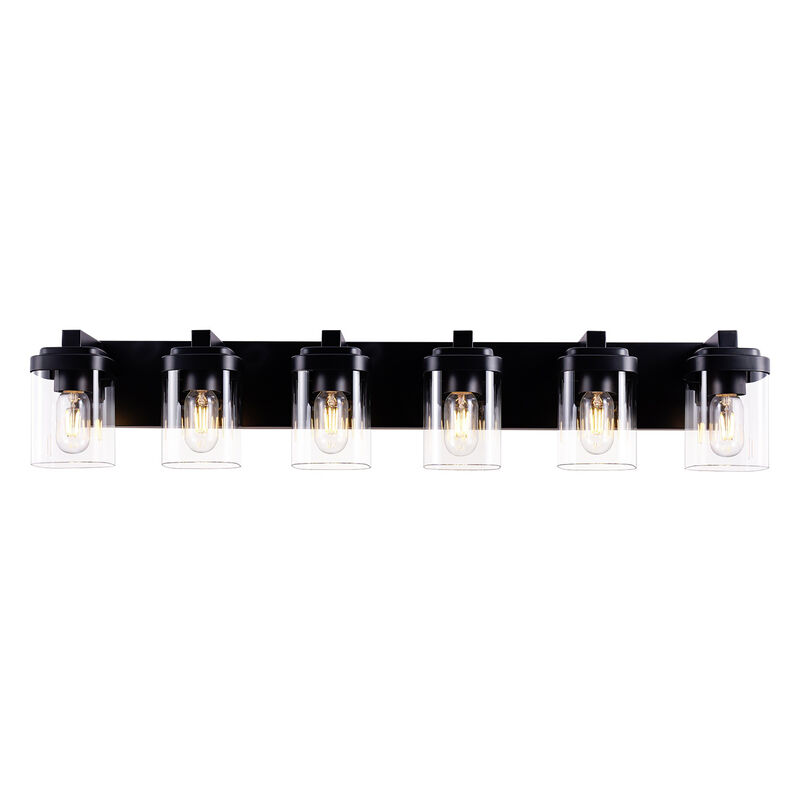 37.5 in. 6-Light Black Wall Sconce with Glass Shade image number 0