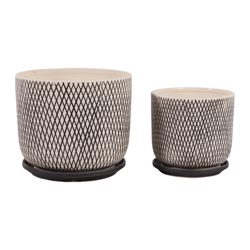 S/2 Mesh Look Saucer Planters image number 2