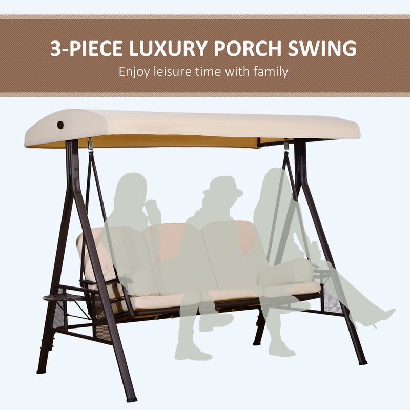 Hivvago 3-Seat Patio Swing Bench with Adjustable Canopy image number 6