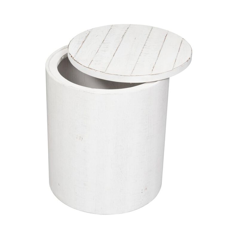 Liberty Furniture Modern Farmhouse Drum End Table in Flea Market White w/ Heavy Distressing image number 3