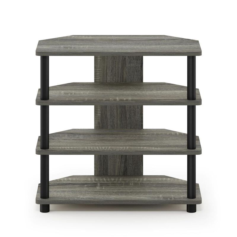 Furinno Turn-N-Tube Easy Assembly 4-Tier Petite TV Stand, French Oak Grey/Black