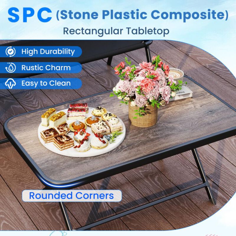 Hivvago 4 Pieces Patio Folding Furniture Set with SPC Coffee Table and Patio Chairs